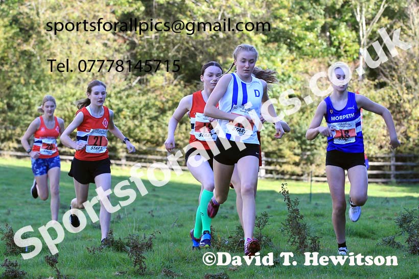 Girls under-15s, 2022 NECAA Cross Country Relays, Thornley Hall Farm, Peterlee, County Durham, October 15th. Photo: David T. Hewitson/Sports for All Pics